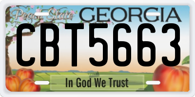 GA license plate CBT5663