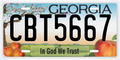 GA license plate CBT5667