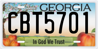 GA license plate CBT5701