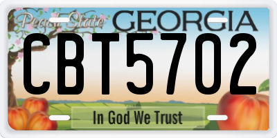 GA license plate CBT5702