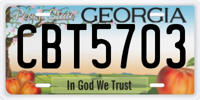 GA license plate CBT5703
