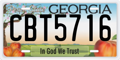 GA license plate CBT5716