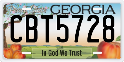 GA license plate CBT5728
