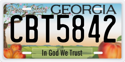 GA license plate CBT5842