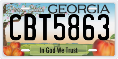 GA license plate CBT5863