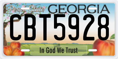 GA license plate CBT5928