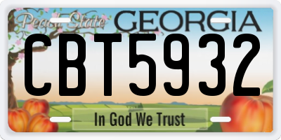 GA license plate CBT5932