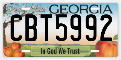 GA license plate CBT5992