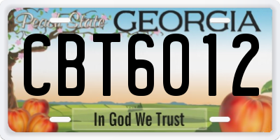 GA license plate CBT6012