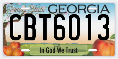 GA license plate CBT6013