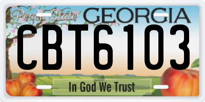 GA license plate CBT6103