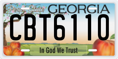 GA license plate CBT6110