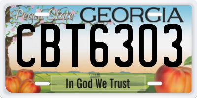 GA license plate CBT6303