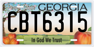 GA license plate CBT6315