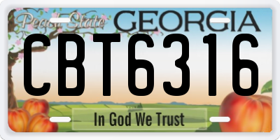 GA license plate CBT6316