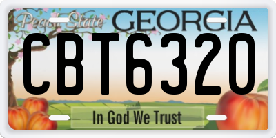 GA license plate CBT6320