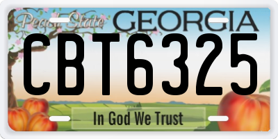 GA license plate CBT6325