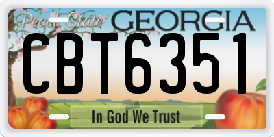 GA license plate CBT6351