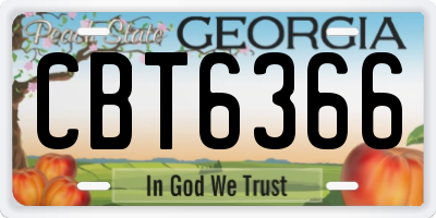 GA license plate CBT6366