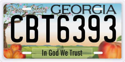 GA license plate CBT6393