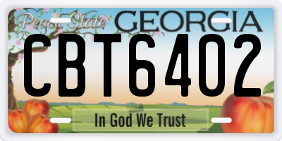 GA license plate CBT6402