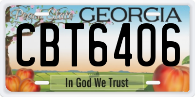 GA license plate CBT6406