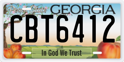 GA license plate CBT6412
