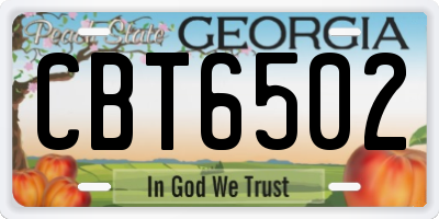 GA license plate CBT6502