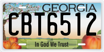 GA license plate CBT6512