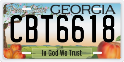 GA license plate CBT6618