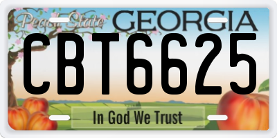 GA license plate CBT6625