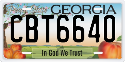 GA license plate CBT6640