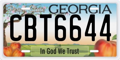 GA license plate CBT6644