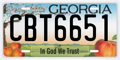 GA license plate CBT6651