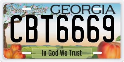 GA license plate CBT6669