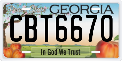 GA license plate CBT6670