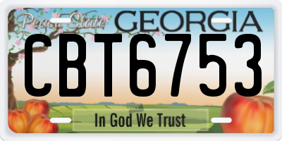 GA license plate CBT6753