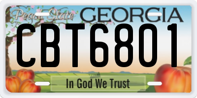 GA license plate CBT6801