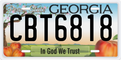 GA license plate CBT6818