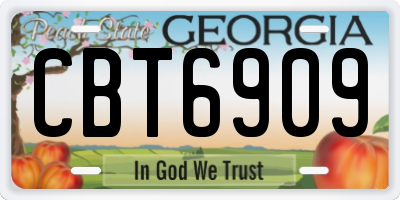 GA license plate CBT6909