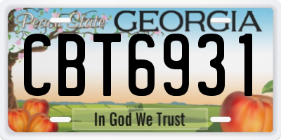 GA license plate CBT6931