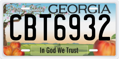 GA license plate CBT6932