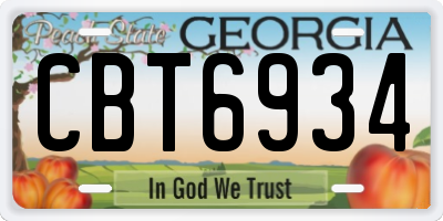 GA license plate CBT6934