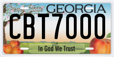 GA license plate CBT7000