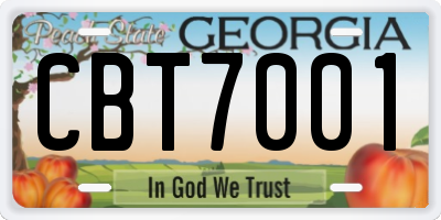 GA license plate CBT7001