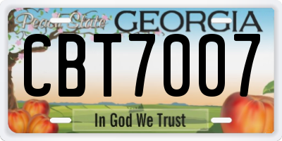 GA license plate CBT7007