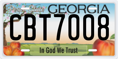 GA license plate CBT7008
