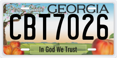 GA license plate CBT7026