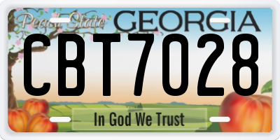 GA license plate CBT7028