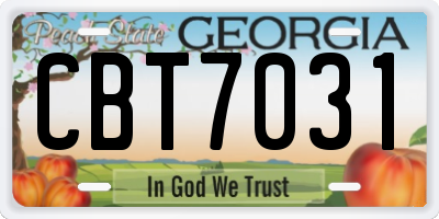 GA license plate CBT7031